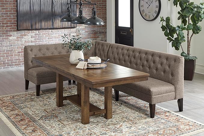 Signature Design by Ashley Moriville Rectangular Dining Extension Table, 2 Extension Leaves, Seats 8, 36" W x 86" D x 30.13" H, Wood & Acacia Veneer, Brown