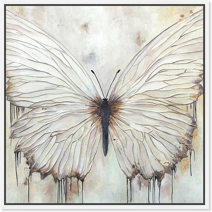 Art Remedy Neutral Beauty Chic Farmhouse Canvas Wall Art, White Floater Frame, 12"x12"