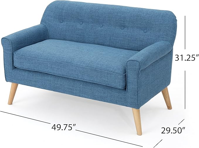 Christopher Knight Home Mariah Mid-Century Modern Loveseat, Muted Blue