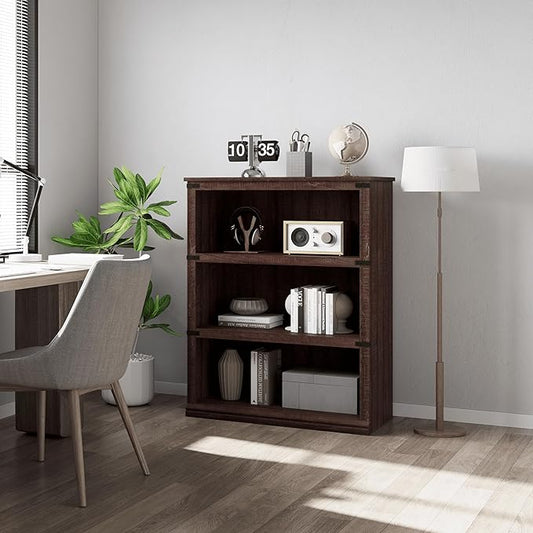 5 Tier Farmhouse Bookcase, 67.4" Tall Book Shelf with Storage, Wooden Bookshelves 5 Shelf Display Shelves for Home Office(67.4" H x 31.5" W x 12.8" D) (Reddish Brown, 40.0" H x 31.5" W x 12.2" D)