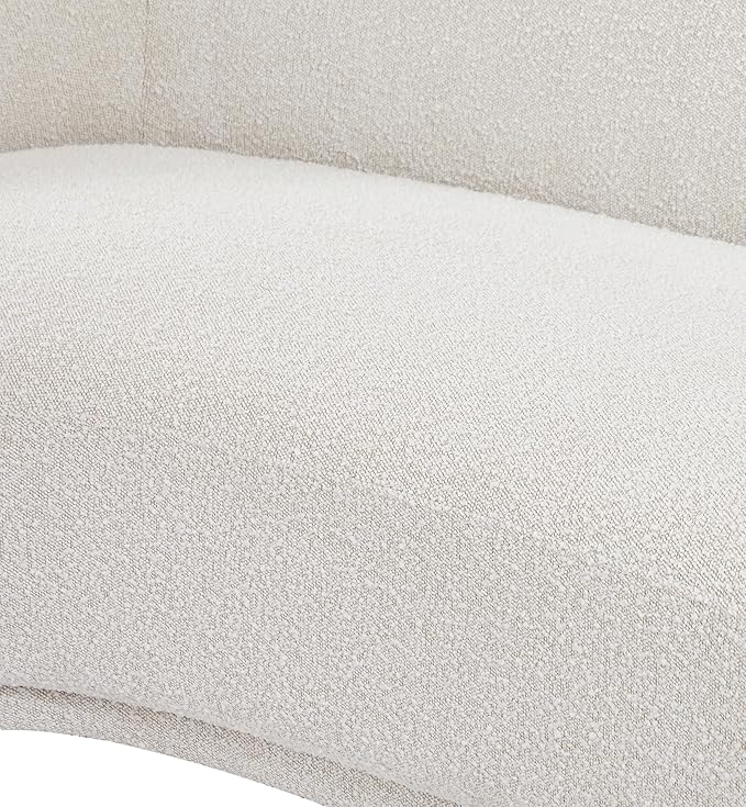 Meridian Furniture 693Cream-C Hyde Collection Modern | Contemporary Boucle Fabric Upholstered Accent Chair with Rounded Back, Cream, 42" W x 38" D x 27.5" H