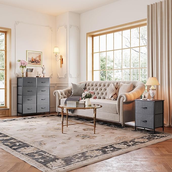 WLIVE 2 Drawer Dresser and 8 Drawer Dresser Set, Storage Tower, Organizer Unit for Bedroom, Hallway, Entryway