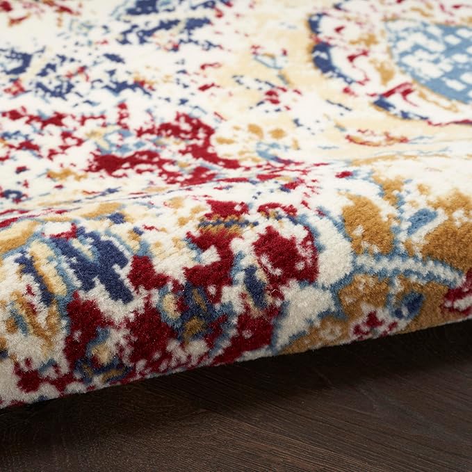 Nourison Home Grafix Blue Multicolor 7'10" x 9'10" Area Rug - Easy Clean, Non Shedding, Bed Room, Living Room, Dining Room, Kitchen (8' x 10')