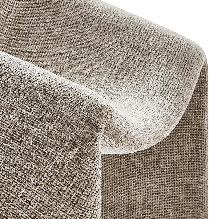 Modway Vivi Chenille Upholstered Accent Khaki-Plush, Comfy Armchair, Ideal as a Modern Barrel, Lounge Reading Chair for Living Room, Bedroom or Cozy Corner Seating