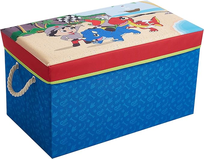 Ryan's World Collapsible Toy Storage Bench and Ottoman, 14.5" H x 14.5" D x 25" L