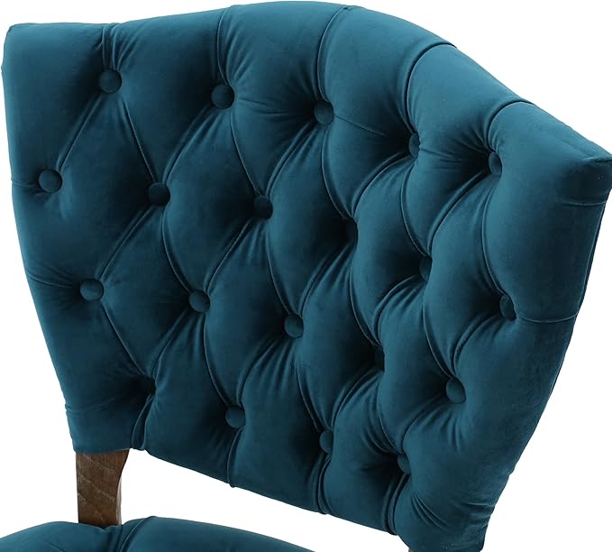 Christopher Knight Home Bates Tufted Velvet Fabric Dining Chairs, 2-Pcs Set, Dark Teal