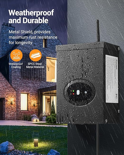 DEWENWILS 200W Smart Low Voltage Landscape Transformer, Waterproof, Schedule and Timer, Compatible with Alexa and Google Home, 120V AC to 12V AC for LED Landscape Lights, Outdoor Lighting, ETL Listed