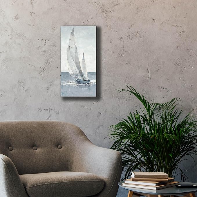 Epic Graffiti "Grey Seas I by Ethan Harper, Canvas Wall Art, 12"x24"