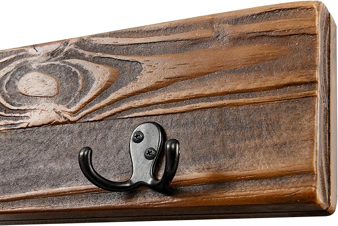 Alaterre Furniture Pomona Entryway Organizer – Modern Rustic 48-Inch Solid Wood Bench & Wall Mounted Coat Hook Set – Space-Saving Mudroom & Hallway Storage for Jackets, Bags & Shoes (Rustic Brown)
