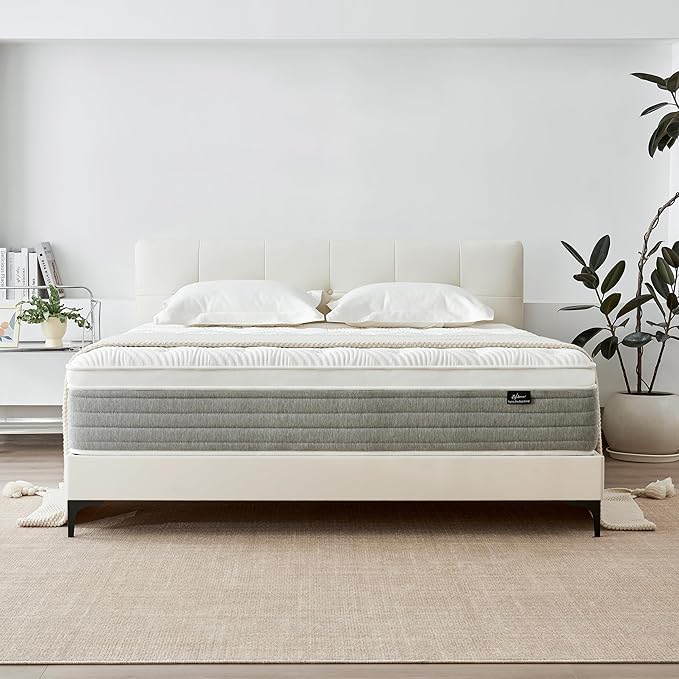 Queen Mattress, 14 Inch Queen Mattress in a Box, Medium Firm, Individual Pocketed Springs for Pressure Relief & Motion Isolation, CertiPUR-US Certified