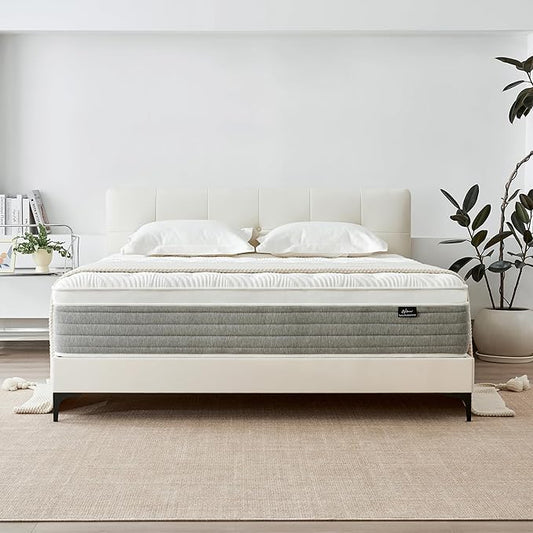 Queen Mattress, 14 Inch Queen Mattress for Medium Firm, Individual Pocketed Springs for Pressure Relief & Low Motion Transfer, CertiPUR-US Certified