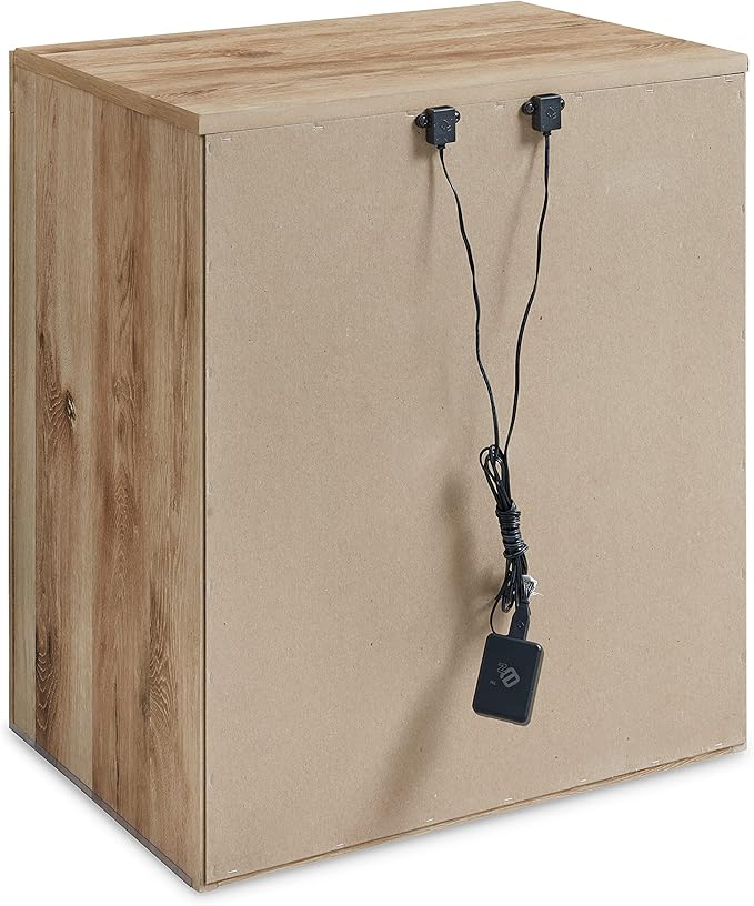 Signature Design by Ashley Hyanna Rustic Contemporary 2 Drawer Nightstand with 2 USB Charging Ports, Wood, 24.37" High, Light Golden Brown Finish