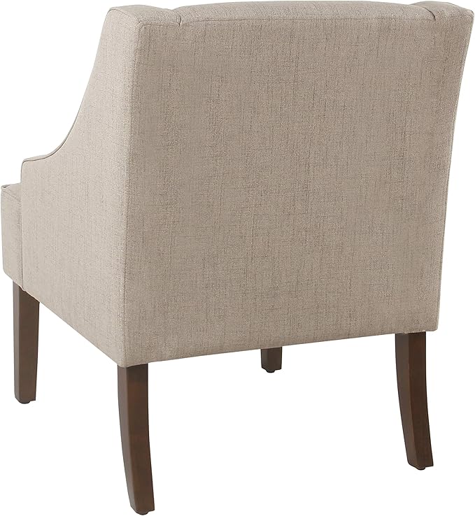 Homepop Upholstered Classic Swoop Arm Accent Chair Home Décor, Natural Linen