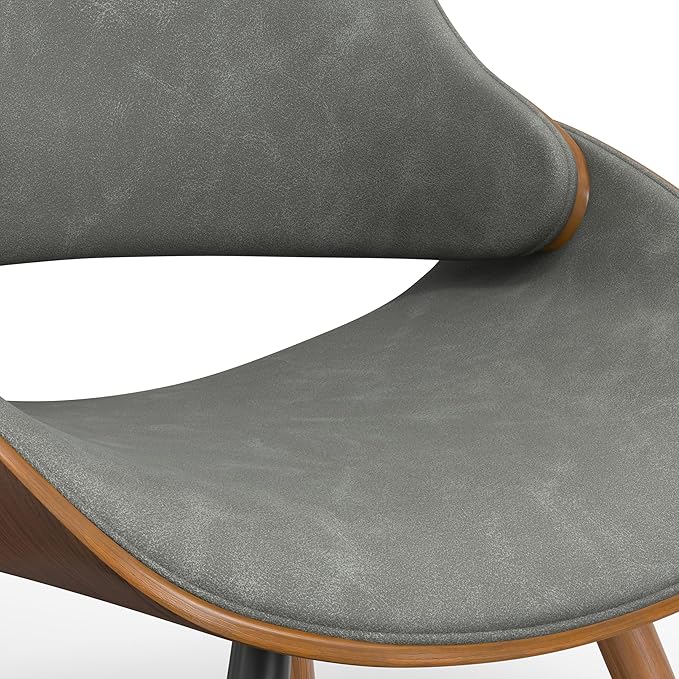 SIMPLIHOME Malden Dining Chair in Distressed Grey Vegan Faux Leather, 22.8"W x 20.9"D x 30.9"H, Mid-Century Modern Wood Back Chair for Dining Room