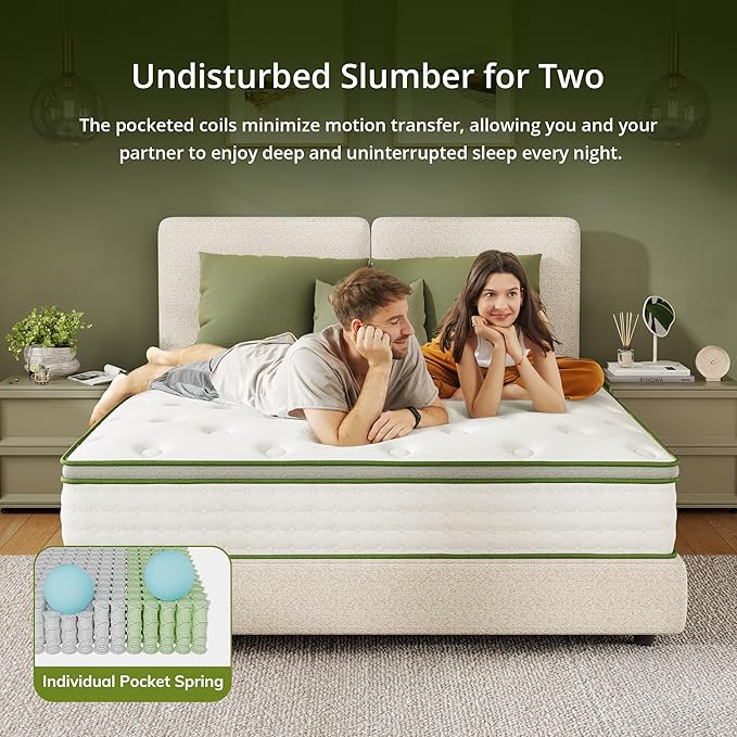 EGOHOME 10 Inch Hybrid Full Mattress in a Box, Medium Firm Full Size Mattress, Memory Foam & Individual Pocket Innerspring for Pressure Relief & Motion Isolation, CertiPUR-US Certified, 54"x75"x10"