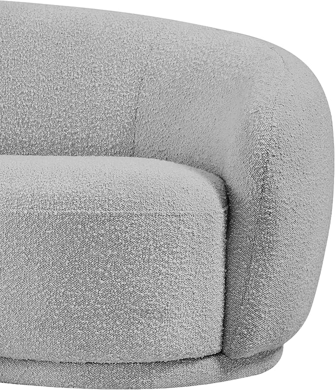 Meridian Furniture 693Grey-C Hyde Collection Modern | Contemporary Boucle Fabric Upholstered Accent Chair with Rounded Back, Grey, 42" W x 38" D x 27.5" H