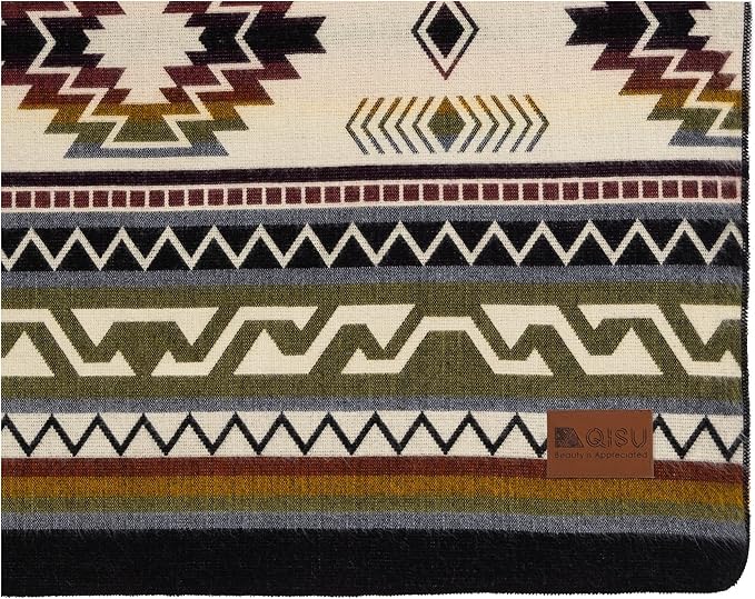 QISU Wool Blanket Throw | Large, Beautiful, Warm, Handmade in Ecuador by Local Artisans |94″ x 78″|Ultra-Soft, Hypoallergenic & Breathable | Non-Itchy or Scratchy Fabric(Blue Footed Bobby)