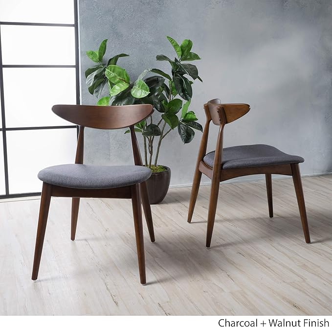 Christopher Knight Home Barron Fabric Dining Chairs, 2-Pcs Set, Charcoal