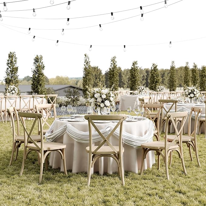 Flash Furniture Hercules Commercial Indoor/Outdoor Cross Back Chair, Wood Look, Weather-Resistant, Lightweight Design, Versatile Use, Light Oak