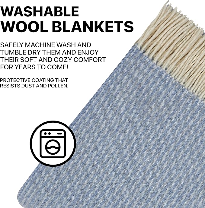 | Cashmere Blend Blanket | 10% Cashmere, 90% Superfine Wool | Ultra-Soft, Warm & Breathable Throw with Fringes | Elegant Bed or Sofa Layer 55"x79" (140 x 200 cm)