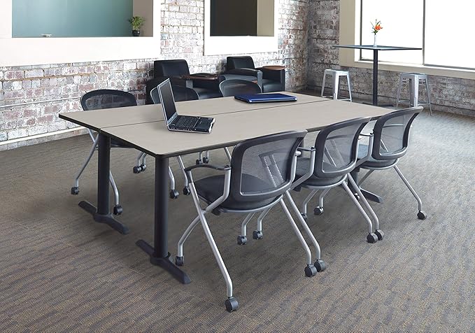 Regency Cain 84 x 24 in. Steel T-Base Training Seminar Table- Maple