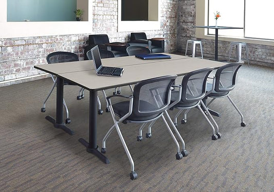 Regency Cain 84 x 24 in. Steel T-Base Training Seminar Table- Maple
