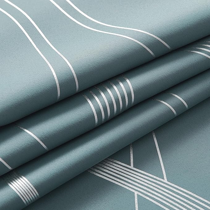 NICETOWN 100% Blackout Curtains for Living Room, Stormy Sea, 52 inch by 63 inch, Easy Care Solid Thermal Insulated Grommet Panels and Drapes for Bedroom Decoration, 2 Panels