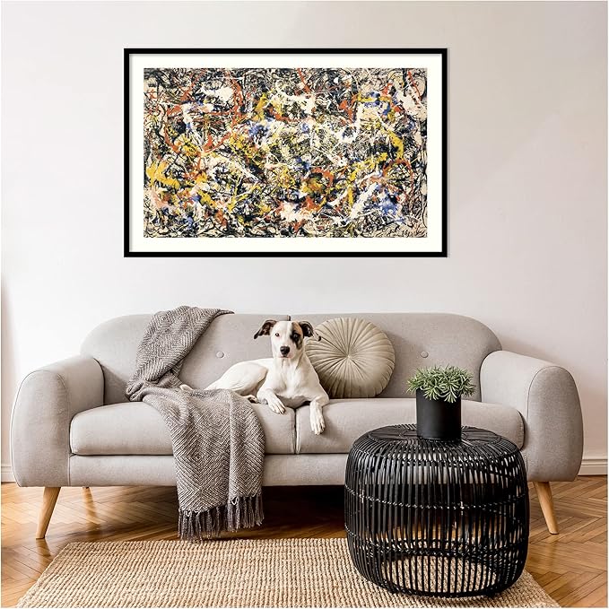 Amanti Art Framed Wall Art Print 27x41 Convergence by Jackson Pollock, Abstract Wall Art, Museum Masters Classics Decor, Large Poster Painting Artwork for Living Room, Bedroom, Bathroom, Kitchen
