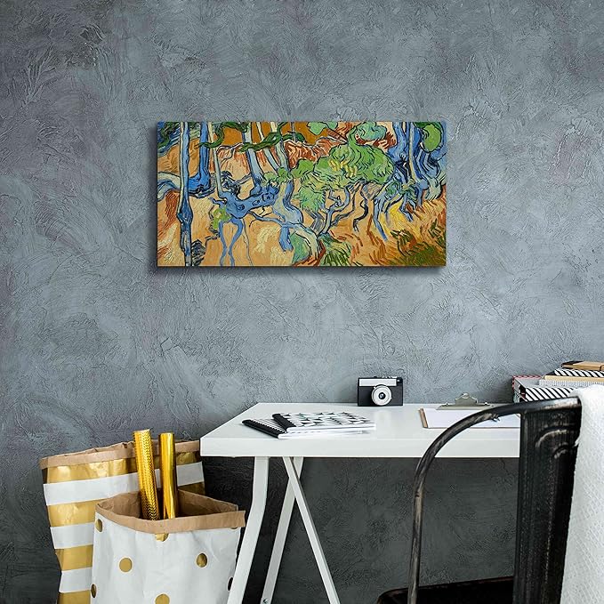Epic Graffiti 'Tree Roots' by Vincent Van Gogh, Giclee Canvas Wall Art, 24"x12"
