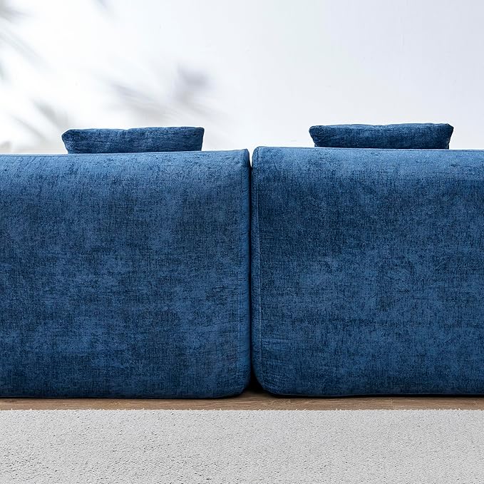 111" Curved Modular Sectional Sofa Couch, Deep Seat Boneless Cloud Couch with 4 Pillows, High Density Foam Floor Lounge Sofa for Living Room, Apartment,Premium Chenille Fabric | Breathable material, Softness