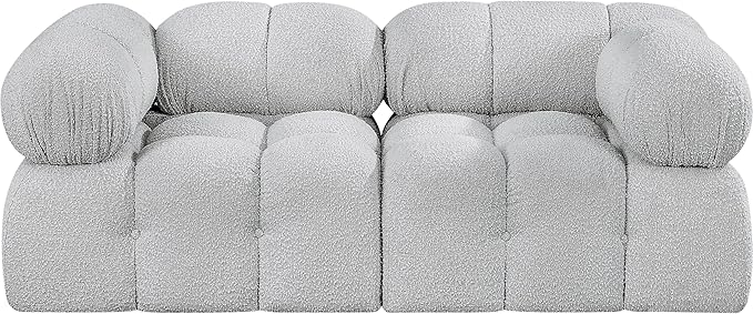 Meridian Furniture 611Grey-S68A Ames Collection Modern | Contemporary Modular Sofa with Rich Grey Boucle Fabric, Modular to Create Infinite Configurations, 68" W x 34" D x 28" H, Grey