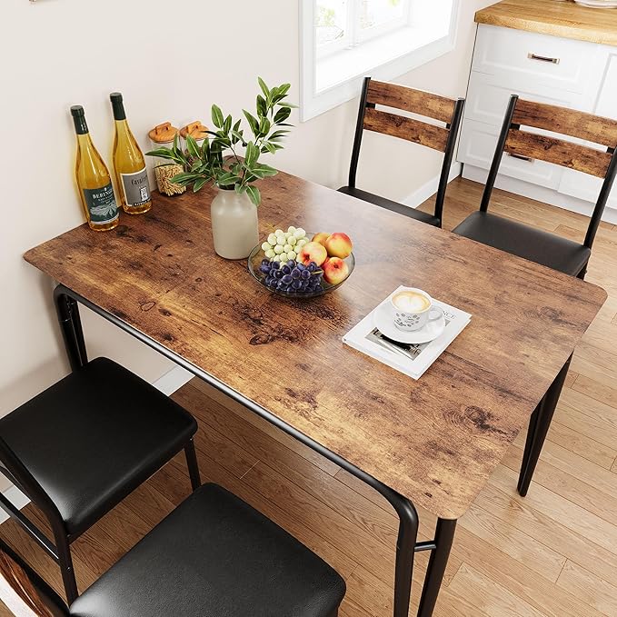 Dining Table for 2, Small Table and Chairs Set of 2, Square Dinette Set for 2, Dinner Table Set, 3 Piece Kitchen & Dining Room Sets for Small Space, Apartment (Vintage, Dining Table with 4 Chairs)