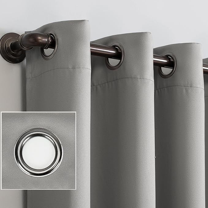 Sun Zero Nordic 2-Pack Theater Grade Noise Reducing Extreme 100% Blackout Grommet Curtain Panel Pair, 52" x 54, Silver Gray