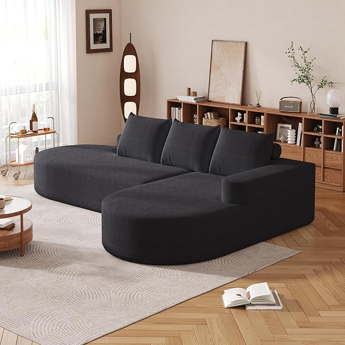 Cloud Modular Sectional Sofa with Curved Chaise Lounge,108.5" Oversized Modern Memory Foam Couch, Ergonomic BonelessModular Floor Sofa with High-for Living Room, Apartment & Office | Deep Seat, Wider Armrest, Free Combination