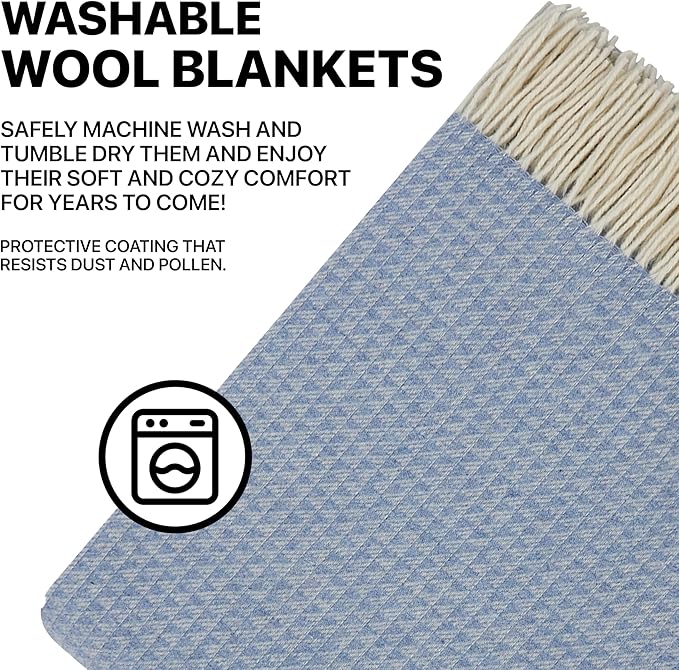 | Cashmere Blend Blanket | 10% Cashmere, 90% Superfine Wool | Ultra-Soft, Warm & Breathable Throw with Fringes | Elegant Bed or Sofa Layer 55"x79" (140 x 200 cm)