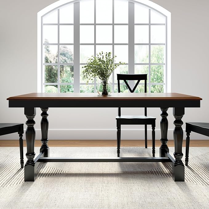 Bush Home Rectangular Dining Table, 67 inch Squire Trestle, Farmhouse Decor, Sterling Collection, Dark Brown