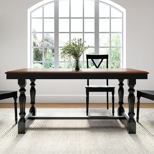Bush Home Rectangular Dining Table, 67 inch Squire Trestle, Farmhouse Decor, Sterling Collection, Dark Brown