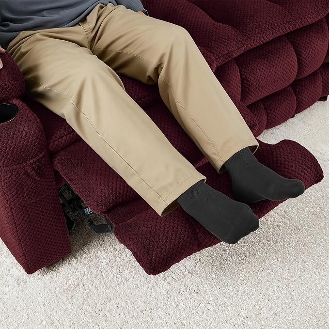MCombo 80.7" W 3 Seater Power Reclining Sofa with Heat and Vibration Massage, Zero Gravity Recliner Sofa Couch for Living Room, Fabric 6316M3 (Burgundy, 3-Seater)