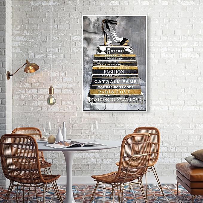 The Oliver Gal Artist Co. Fashion and Glam Wall Art Framed Canvas Prints 'Fashion Thoughts Noir Classic' Shoes