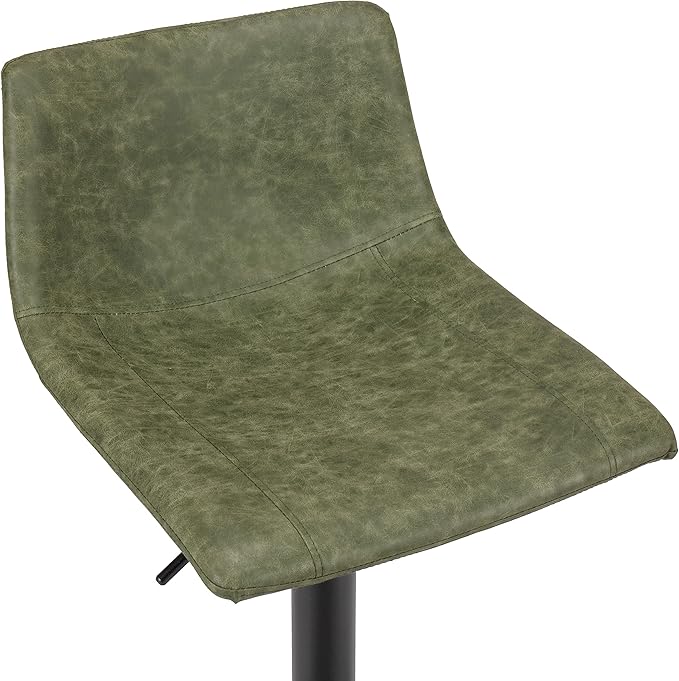 Finnhomy Bar Stools Set of 2 Counter Height, Swivel Barstools with Footrest and L Shape Back, Height Adjustable Modern Bar stools for Kitchen, Vintage Leather, Retro Green