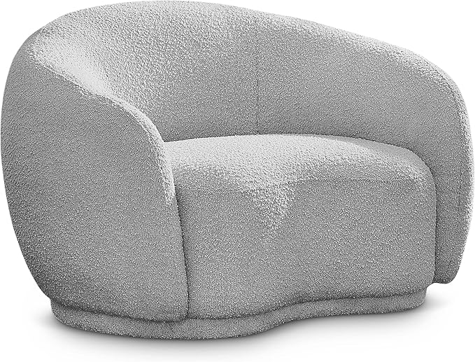 Meridian Furniture 693Grey-C Hyde Collection Modern | Contemporary Boucle Fabric Upholstered Accent Chair with Rounded Back, Grey, 42" W x 38" D x 27.5" H