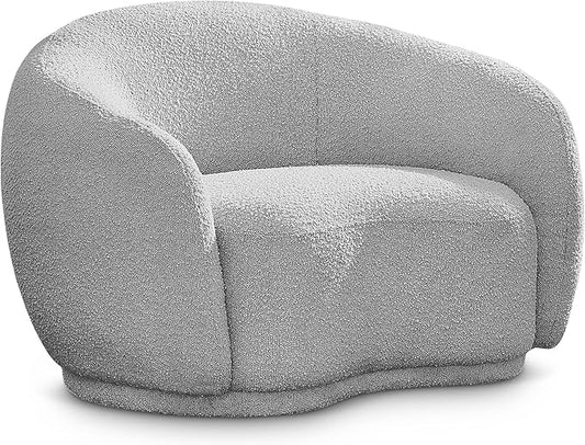 Meridian Furniture 693Grey-C Hyde Collection Modern | Contemporary Boucle Fabric Upholstered Accent Chair with Rounded Back, Grey, 42" W x 38" D x 27.5" H