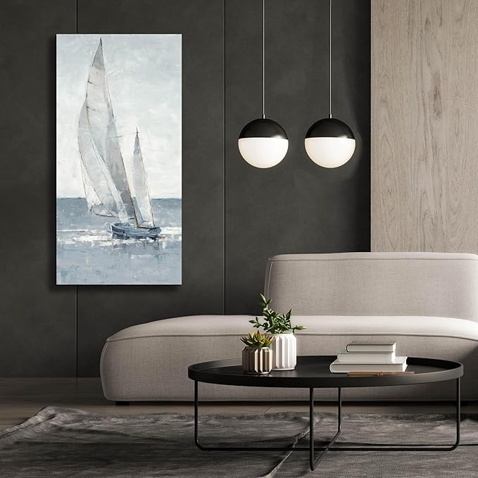 Epic Graffiti "Grey Seas I by Ethan Harper, Canvas Wall Art, 30"x60"