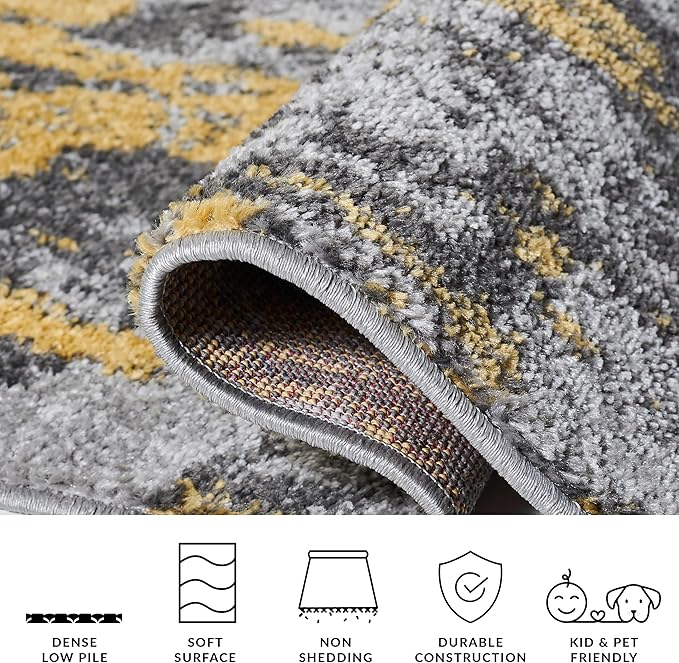 SAFAVIEH Adirondack Collection Runner Rug - 2'6" x 20', Grey & Yellow, Modern Abstract Design, Non-Shedding & Easy Care, Ideal for High Traffic Areas in Living Room, Bedroom (ADR134H)