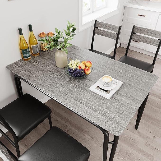 GarveeHome Dining Table for 2, Small Table and Chairs Set of 2, Square Dinette Set for 2, 3 Piece Kitchen & Dining Room Sets for Small Space (Oak, Table with 4 Upholstered Chairs)