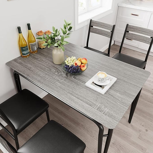 GarveeHome Dining Table for 2, Small Table and Chairs Set of 2, Square Dinette Set for 2, 3 Piece Kitchen & Dining Room Sets for Small Space (Oak, Table with 4 Upholstered Chairs)