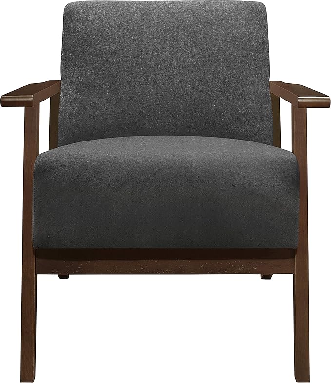 Lexicon New Castle Velvet Accent Chair, 27.5" W, Dark Gray