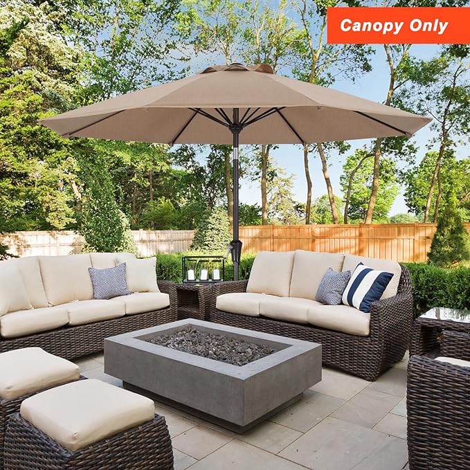 MASTERCANOPY 5-Year-Non-Fading Olefin 9FT Patio Umbrella Replacement Canopy for 8 Ribs- Clear Blue Canopy Only