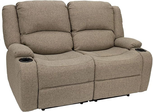RecPro Charles Powered Double RV Wall Hugger Recliner Sofa | RV Loveseat | RV Furniture | Cloth (Oatmeal, 58")