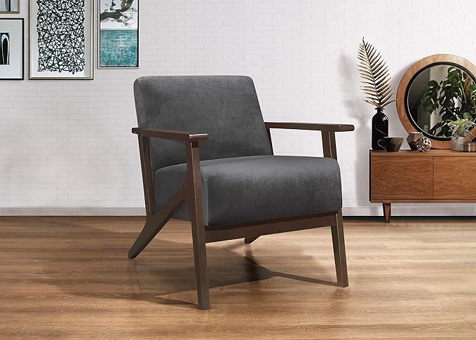 Lexicon New Castle Velvet Accent Chair, 27.5" W, Dark Gray